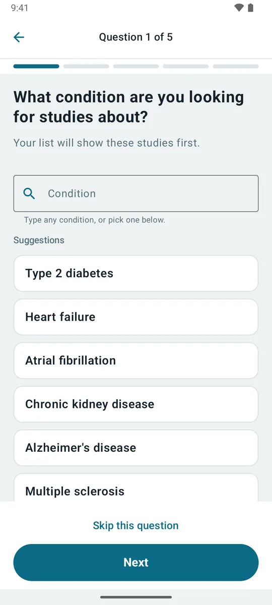 Initial Questions: choosing a condition