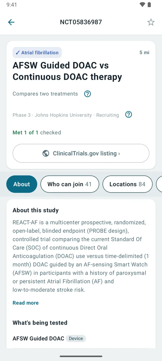 A study's details: what it compares, its phase and site, and what has been checked